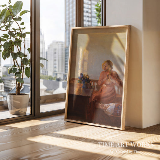 髪を編んでいる少女(Interiør med en ung pige, der fletter sit hår)— アンカー、アンナ(Ancher, Anna)