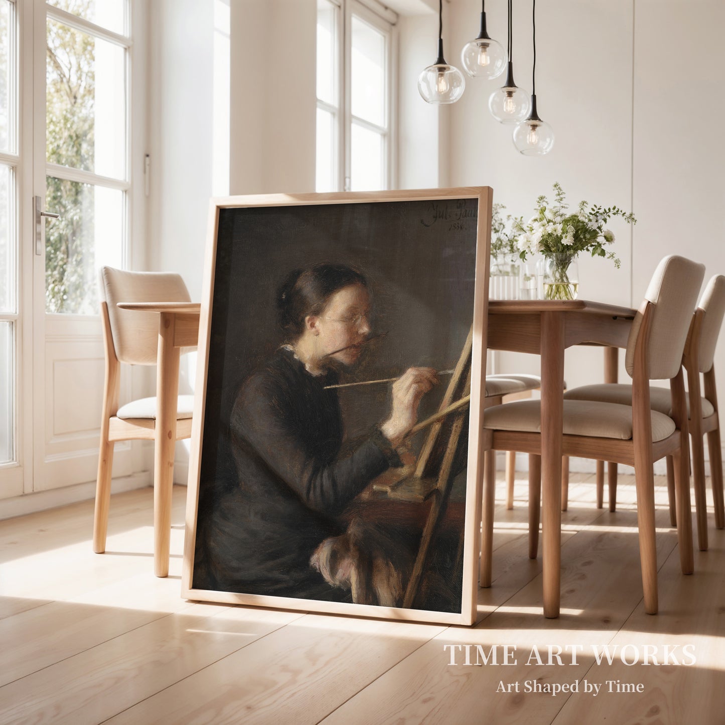 画家アグネス・ポールセン(画家の妹)がイーゼルに向かっている。(Malerinden Agnes Paulsen, kunstnerens søster, ved staffeliet)— ポールセン、ジュリアス(Paulsen, Julius)
