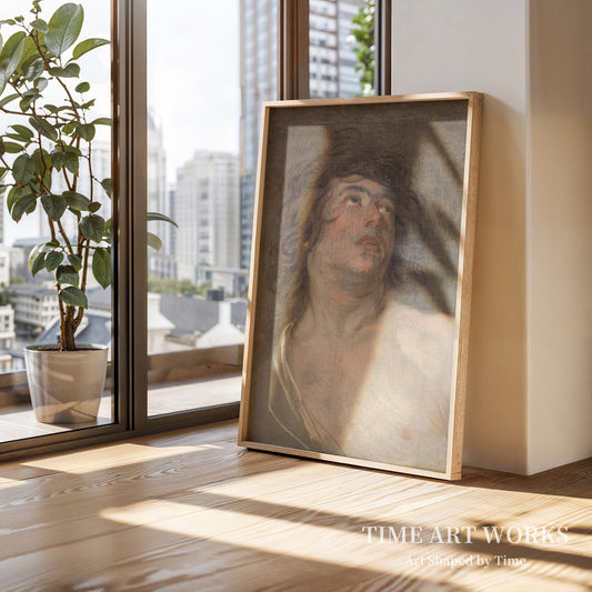 上を見上げる若い男性の頭部を描いた作品(Studiehoved af en ung mand, som ser opad. Skt. Sebastian)— ダイク、アンソニー・ヴァン(Dyck, Anthony van)