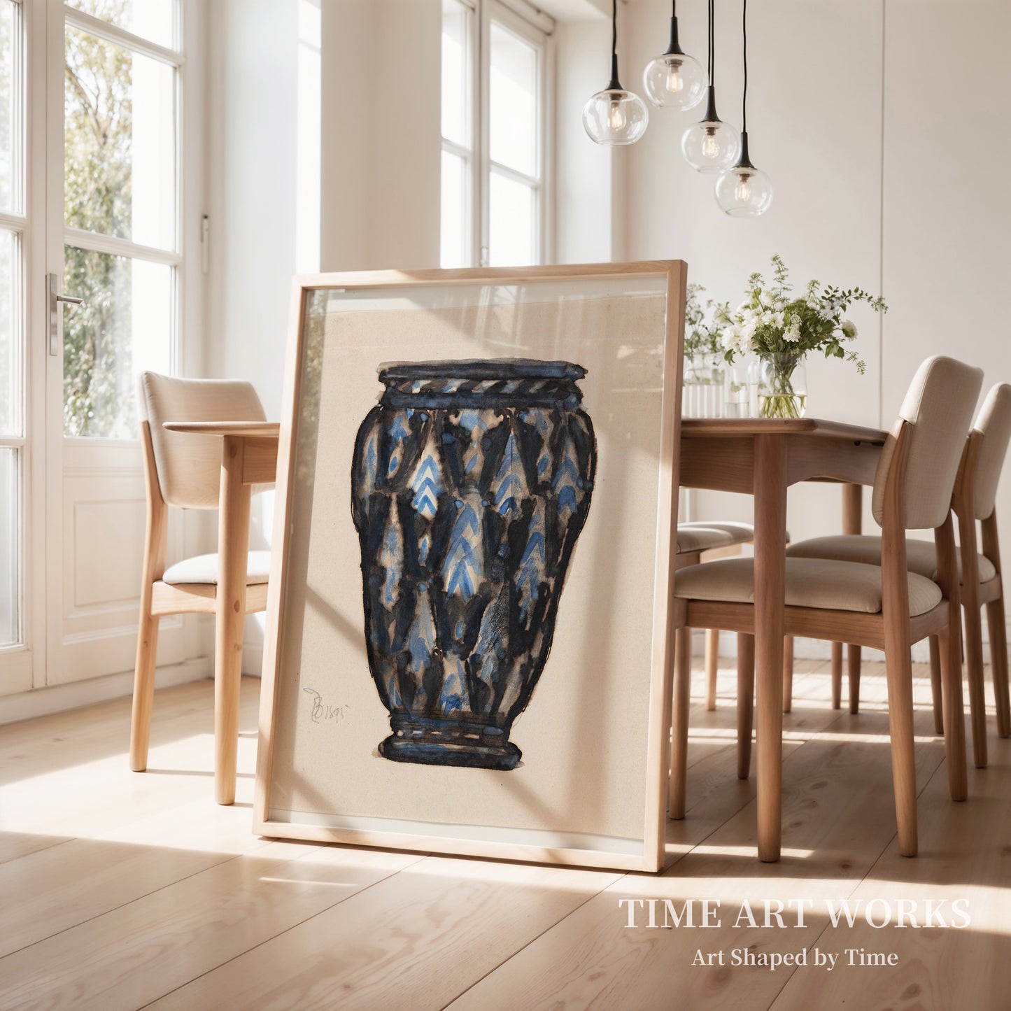 青と黒の装飾が施された壺の習作(Studie til krukke med blå og sort ornamentik)— ビンデスボエル、トールヴァルド(Bindesbøll, Thorvald)