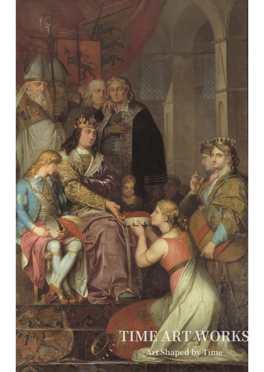 クリスチャン1世の寓意（Christian I ophøjer Holsten til hertugdømme i 1474. Allegori. Maleri udført til Christiansborg Slot）— アビルドガード、ニコライ（Abildgaard, Nicolai）