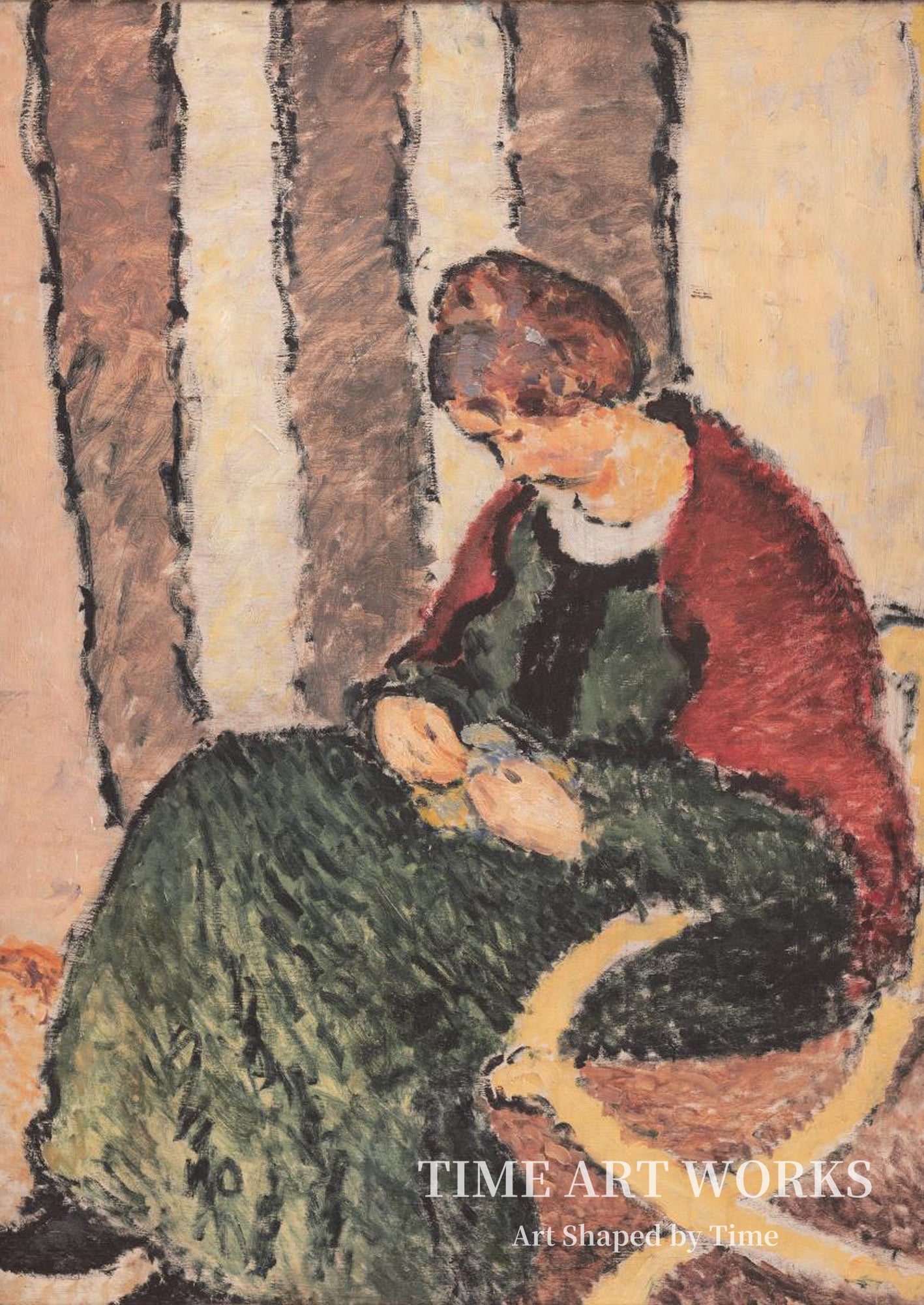 赤いショールの女（画家の妹）（Dame med rødt shawl. Anna Giersing, kunstnerens søster）— ギアシング、ハラルド（Giersing, Harald）