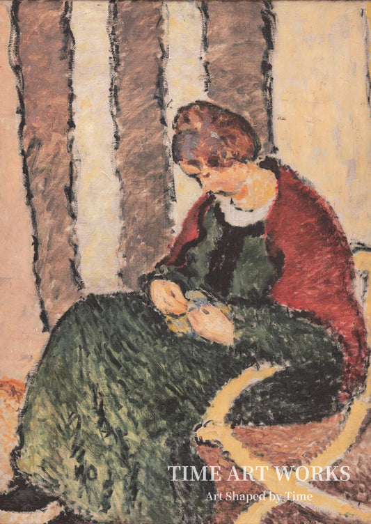 赤いショールの女（画家の妹）（Dame med rødt shawl. Anna Giersing, kunstnerens søster）— ギアシング、ハラルド（Giersing, Harald）