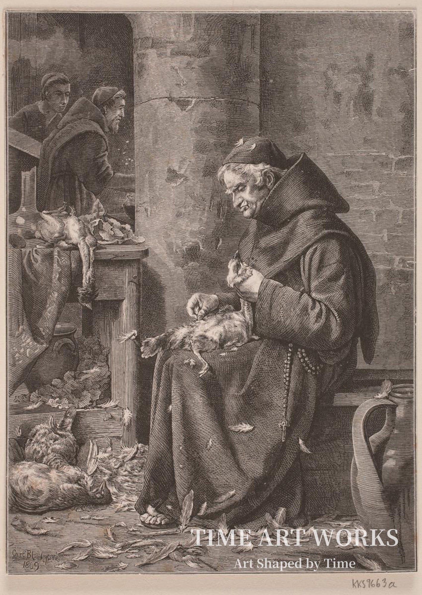 鶏の毛をむしる僧侶（En munk der plukker en høne）— オーバーマン、フランツ・ヴィルヘルム（Obermann, Franz Wilhelm）
