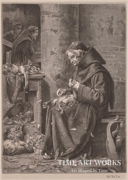 鶏の毛をむしる僧侶（En munk der plukker en høne）— オーバーマン、フランツ・ヴィルヘルム（Obermann, Franz Wilhelm）