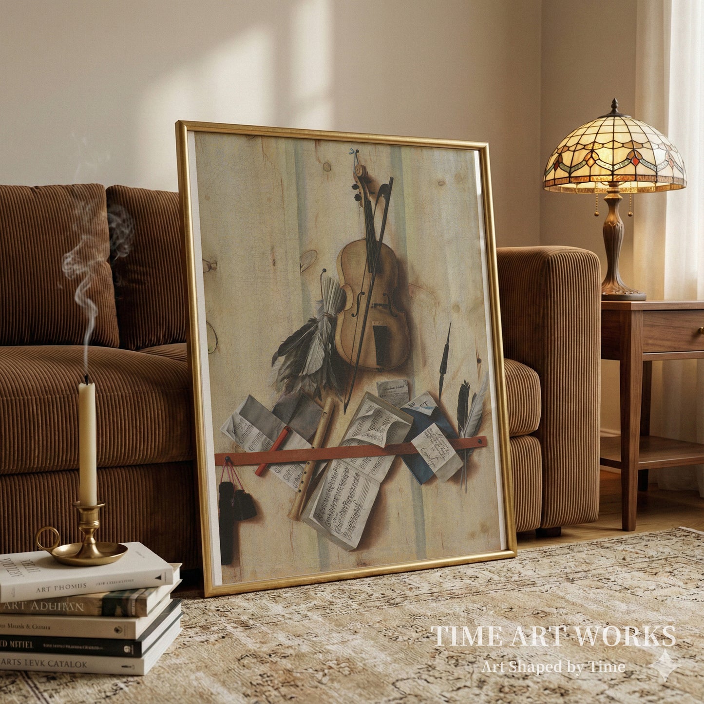 楽器のトロンプルイユ（Trompe l'oeil med violin, nodehæfte og blokfløjte）— ギスブレヒト、コルネリアス・ノルベルトゥス（Gijsbrechts, Cornelius Norbertus）