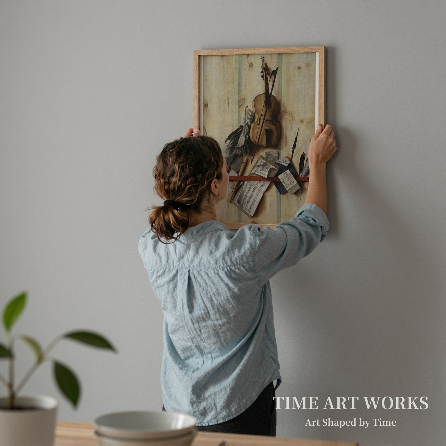 楽器のトロンプルイユ（Trompe l'oeil med violin, nodehæfte og blokfløjte）— ギスブレヒト、コルネリアス・ノルベルトゥス（Gijsbrechts, Cornelius Norbertus）