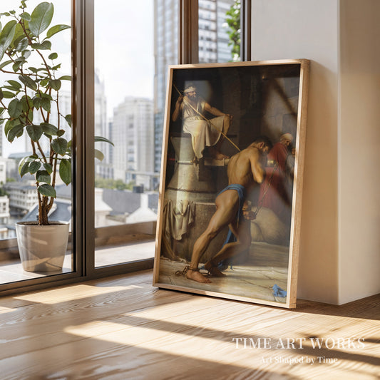 美術館所蔵の絵画『サムソンとペリシテ人』（kms830）のための、サムソンの脚の習作。（Studie til Samsons ben til museets billede "Samson hos Filistrene" (kms830)）— ブロッホ、カール（Bloch, Carl）