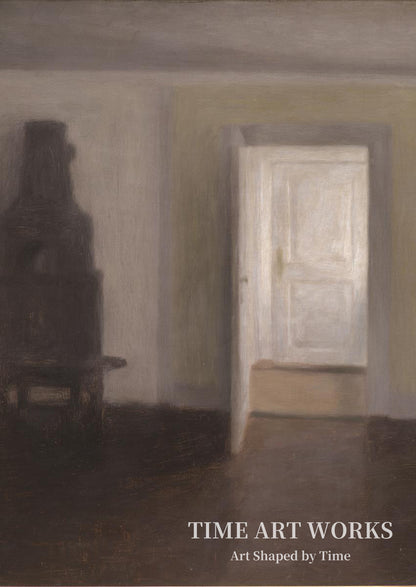 古い窯のある内部（Interiør. Den gamle bilæggerovn. Albertines Lyst, Lyngby）— ハンマースホイ、ヴィルヘルム（Hammershøi, Vilhelm）