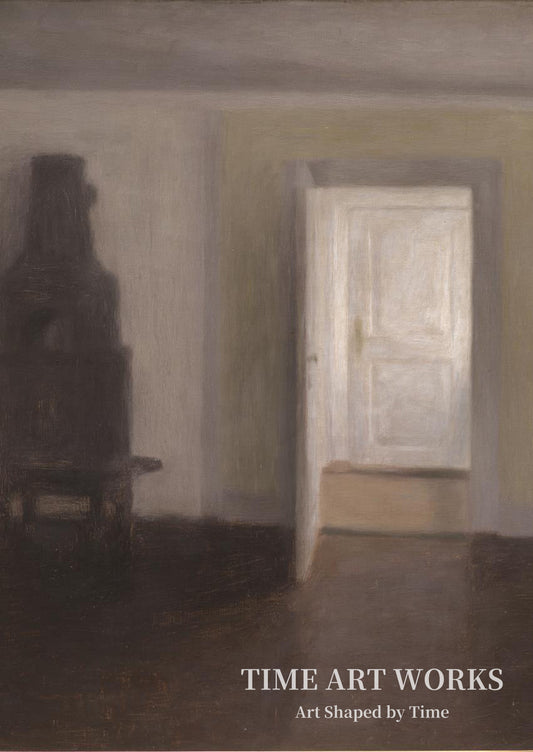 古い窯のある内部（Interiør. Den gamle bilæggerovn. Albertines Lyst, Lyngby）— ハンマースホイ、ヴィルヘルム（Hammershøi, Vilhelm）