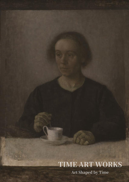 画家の妻（Kunstnerens hustru Ida Hammershøi med en tekop）— ハンマースホイ、ヴィルヘルム（Hammershøi, Vilhelm）