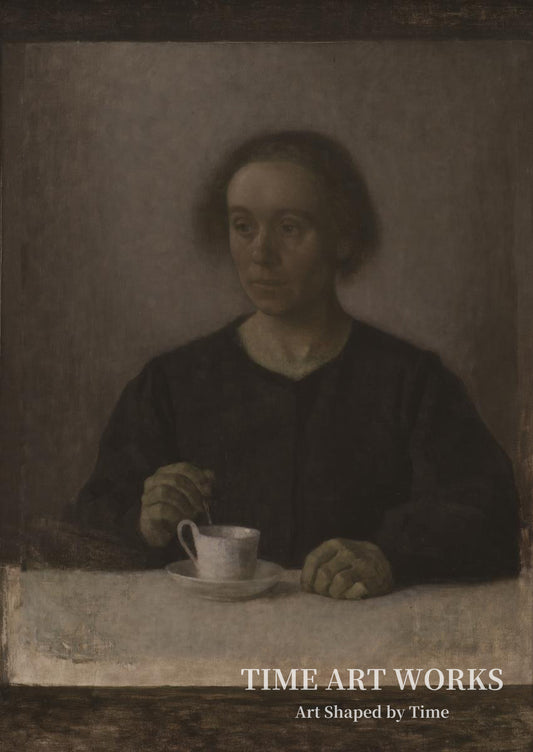 画家の妻（Kunstnerens hustru Ida Hammershøi med en tekop）— ハンマースホイ、ヴィルヘルム（Hammershøi, Vilhelm）