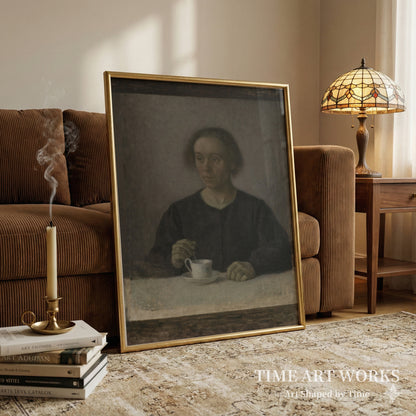 画家の妻（Kunstnerens hustru Ida Hammershøi med en tekop）— ハンマースホイ、ヴィルヘルム（Hammershøi, Vilhelm）