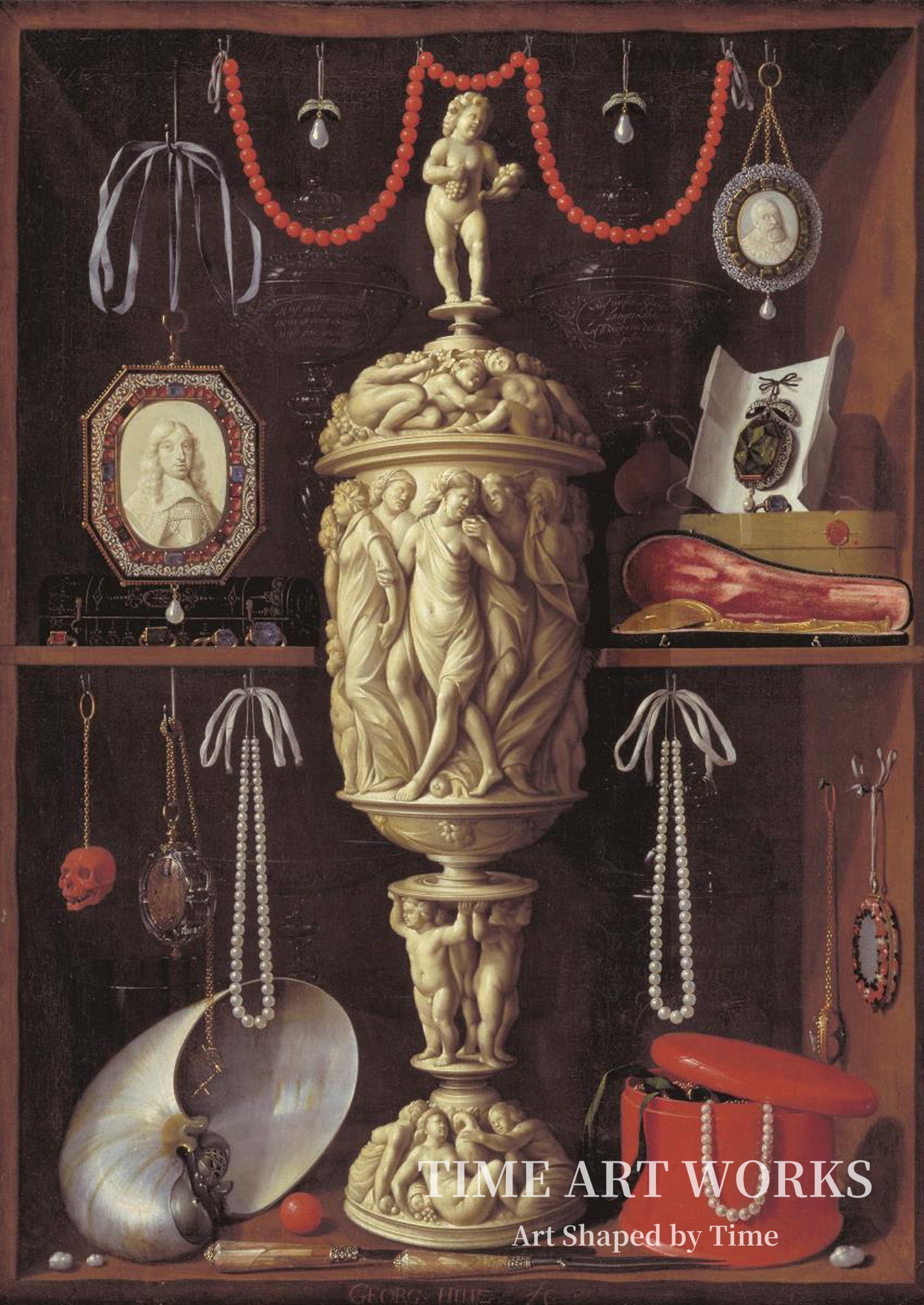 象牙の収蔵（Kunstkammerskab med elfenbenspokal）— ハインツ、ゲオルク（Hainz, Georg）