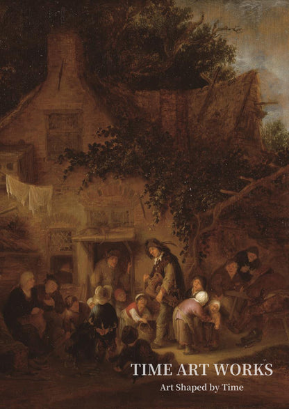 リネン紡績機（Lirendrejeren uden for et bondehus）— オスターデ、アドリアン・ファン（Ostade, Adriaen van）