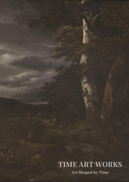 狩猟シーンのある風景（Landskab med jagtscene）— ルイスダール、ヤコブ・イサークスゾーン・ファン（Ruisdael, Jacob Isaacksz. van）