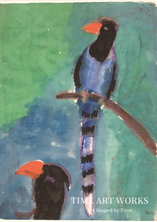 外来種の鳥 [インドによる被害]（Eksotisk fugl [indisk skade]. Gentagelse af hovedet）— ノルデ、エミール（Nolde, Emil）