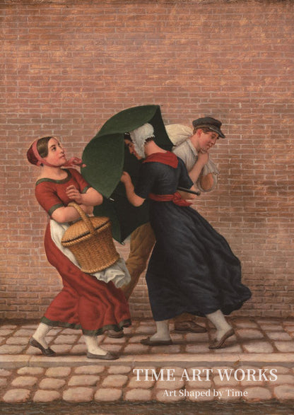 風雨の中の街並み（Gadescene i blæst og regn）— エッカースバーグ、C.W.（Eckersberg, C.W.）