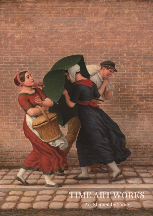 風雨の中の街並み（Gadescene i blæst og regn）— エッカースバーグ、C.W.（Eckersberg, C.W.）