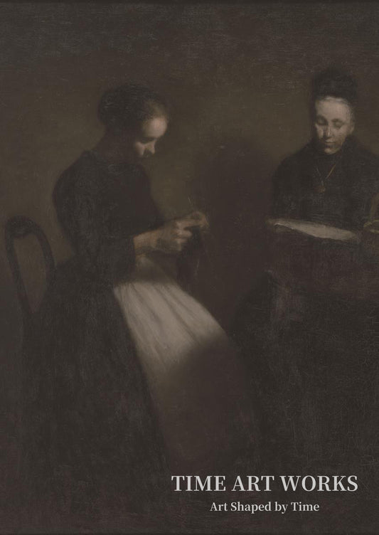 夕暮れの室内（Afteninteriør. Kunstnerens moder og hustru）— ハンマースホイ、ヴィルヘルム（Hammershøi, Vilhelm）