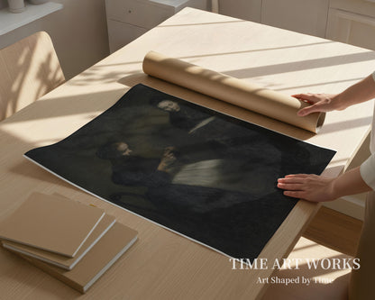夕暮れの室内（Afteninteriør. Kunstnerens moder og hustru）— ハンマースホイ、ヴィルヘルム（Hammershøi, Vilhelm）