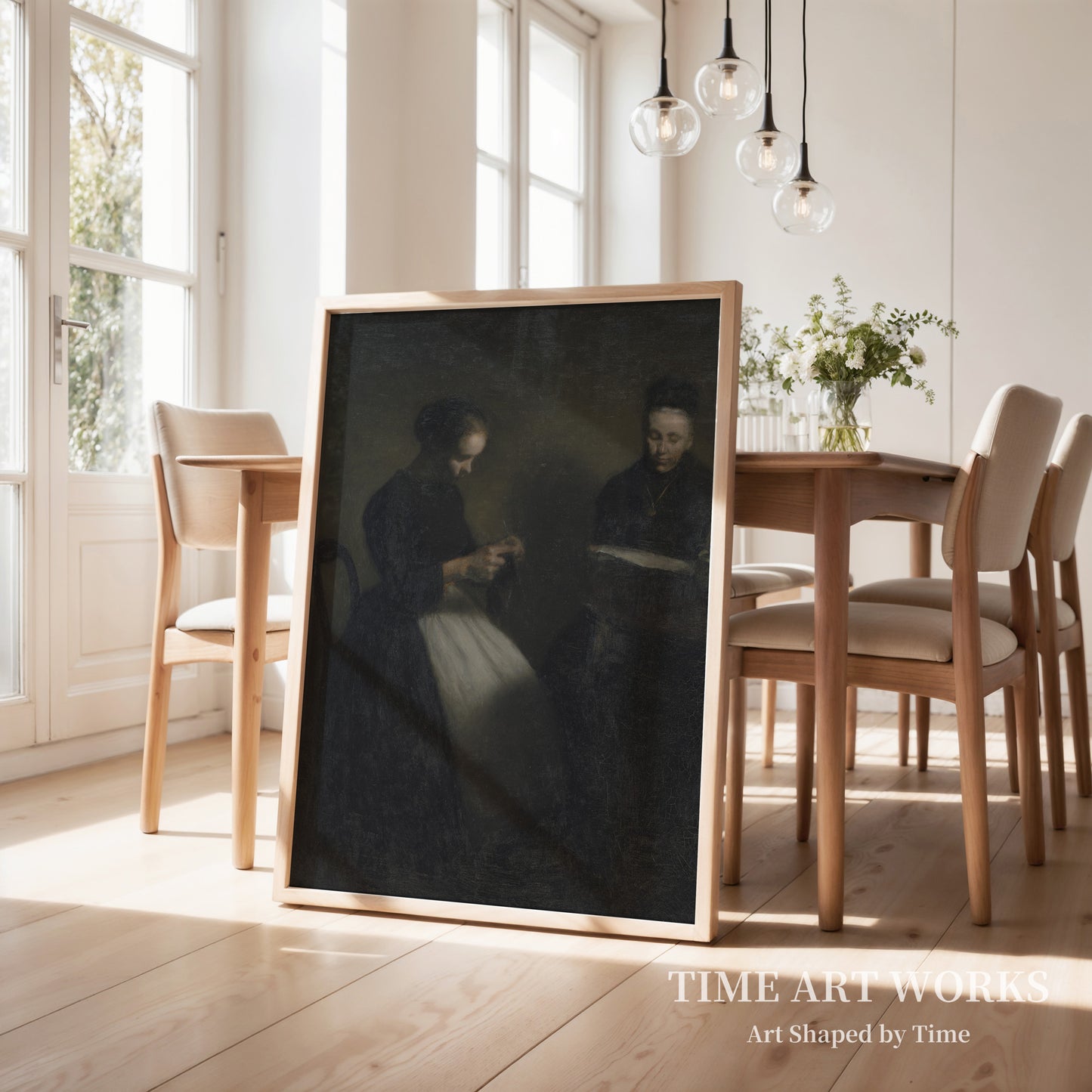 夕暮れの室内（Afteninteriør. Kunstnerens moder og hustru）— ハンマースホイ、ヴィルヘルム（Hammershøi, Vilhelm）