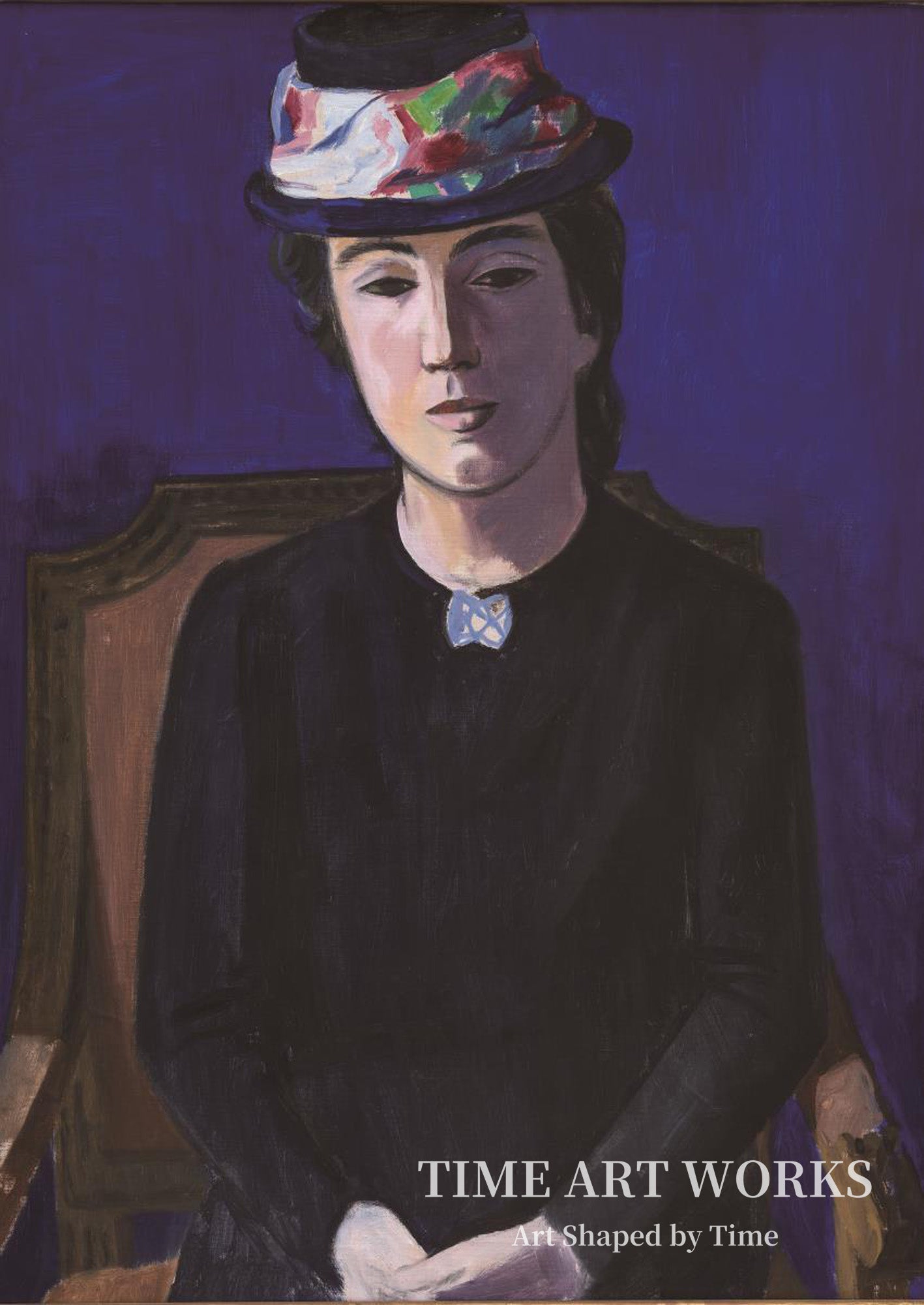 新しい帽子をかぶる女性（Fruen med ny hat, kunstnerens hustru）— ハーゲドーン＝オルセン、Th.（Hagedorn-Olsen, Th.）