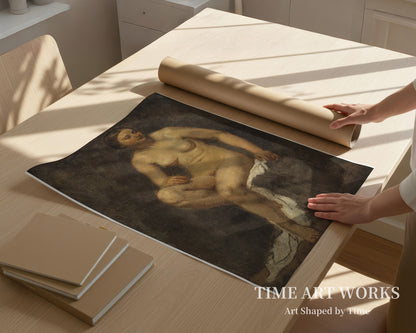女性習作（Kvindelig model i maleren Thomas Coutures atelier）— フローリッヒ、ローレンツ（Frølich, Lorenz）