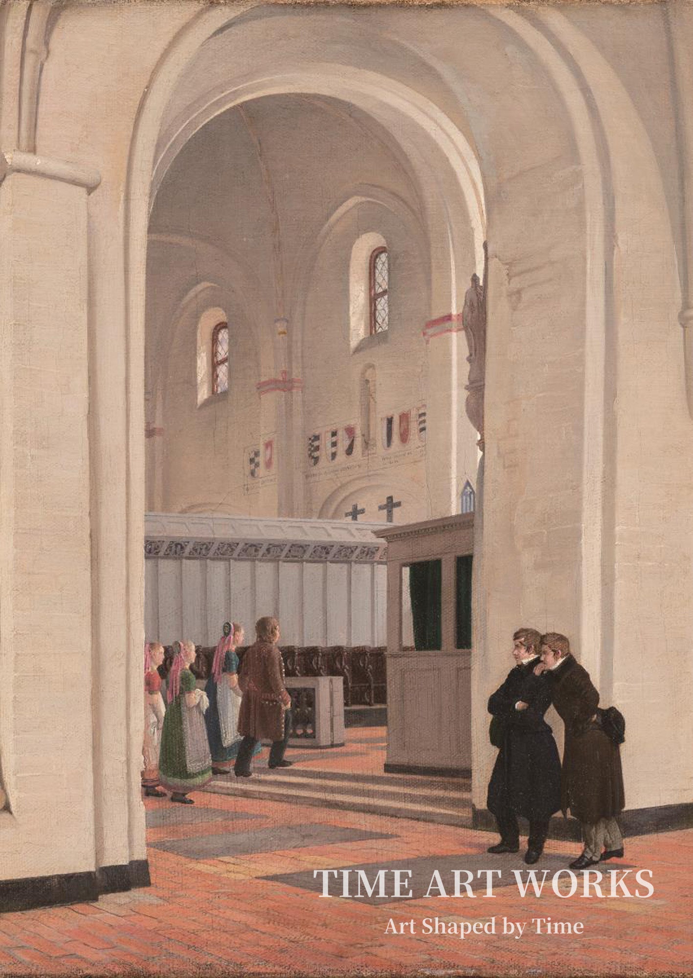 リングステッド教会の内部の一部（Parti af det indvendige af Ringsted Kirke. I forgrunden Constantin Hansen og Jørgen Roed）— ハンセン、コンスタンティン（Hansen, Constantin）