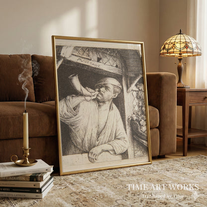 パン屋が角笛を吹いている（En bager, der blæser i sit horn）— オスターデ、アドリアン・ファン（Ostade, Adriaen van）