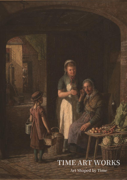 恋人の肖像を見せるメイド（En tjenestepige viser sin kærestes portræt til en grønthandlerske）— モニーズ、デビッド（Monies, David）
