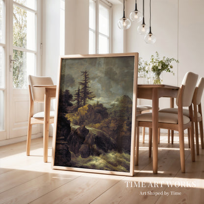 滝と小屋のある風景（Landskab med vandfald og hytte）— ルイスダール、ヤコブ・イサークスゾーン・ファン（Ruisdael, Jacob Isaacksz. van）