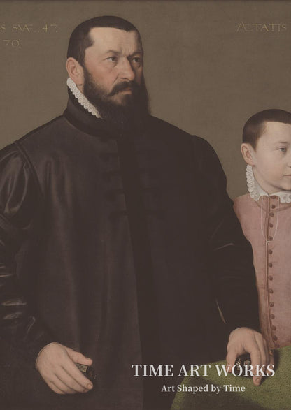 ニュルンベルクの金細工師ハンス・レンカー（1523-1585）と彼の9歳の息子エリシウス（子）の肖像（Portræt af nürnberger guldsmeden Hans Lencker (1523-1585) og hans 9-årige søn Elisius den yngre）— ヌーシャテル、ニコラ（Neufchâtel, Nicolas）