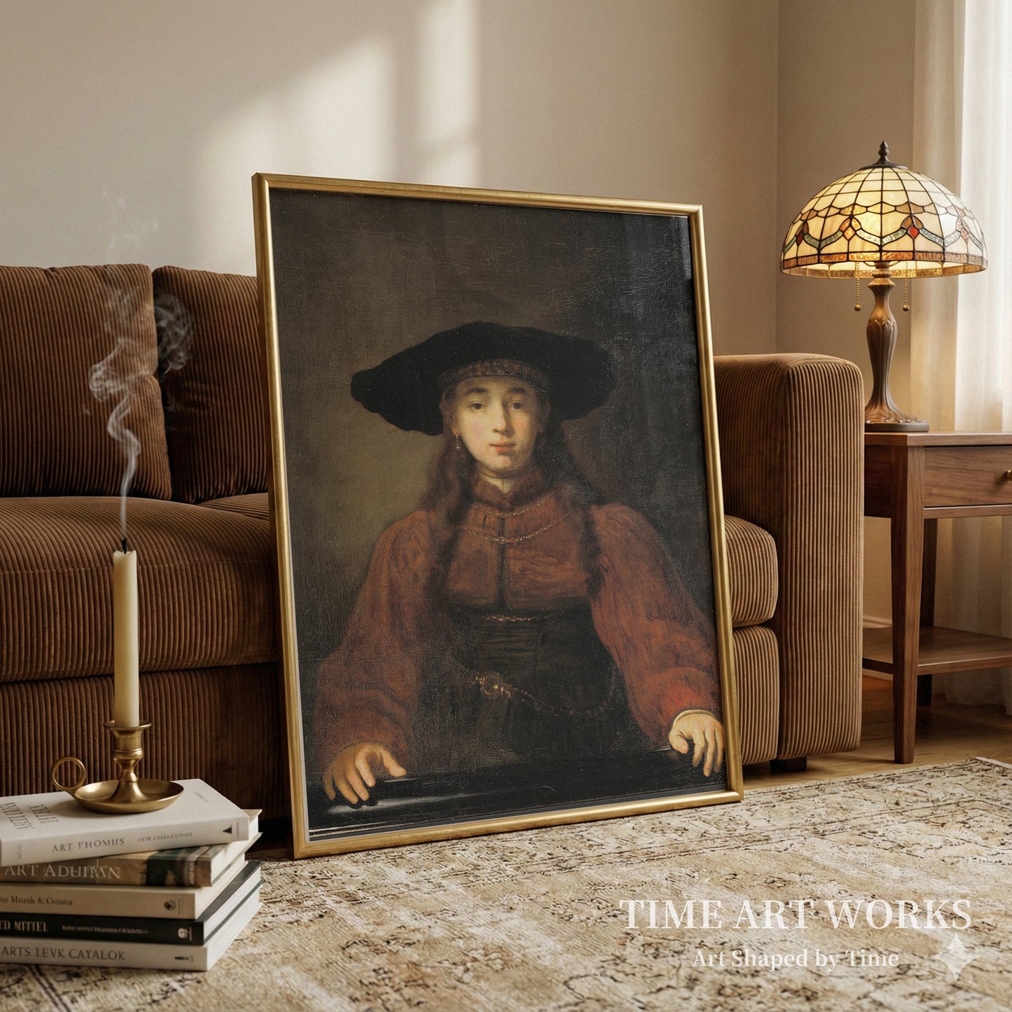額縁に手を置いた若い女性（En ung kvinde med hænderne hvilende på billedrammen）— レンブラント・ファン・レイン（工房）（Rembrandt van Rijn (værksted)）