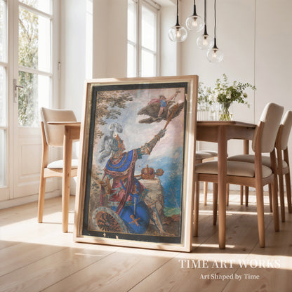 鷲に乗る絵画の天才（Malerkunstens geni flyvende på ryggen af en ørn viser sig for den knælende kejser Ferdinand II?）— ストロベル（II）、バーソロミュー（Strobel (II), Bartholomäus）