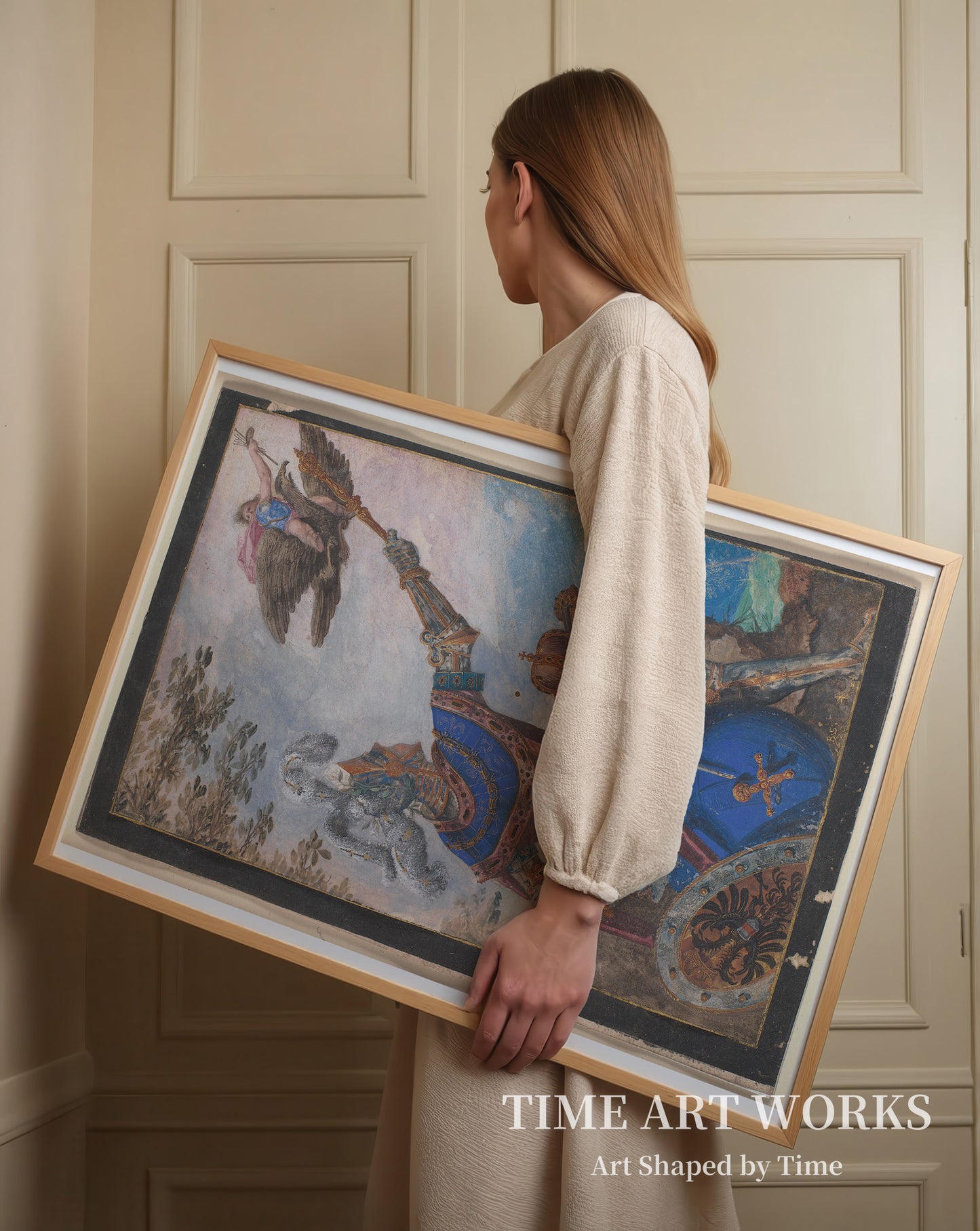 鷲に乗る絵画の天才（Malerkunstens geni flyvende på ryggen af en ørn viser sig for den knælende kejser Ferdinand II?）— ストロベル（II）、バーソロミュー（Strobel (II), Bartholomäus）