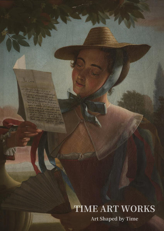 手紙を読む夏帽子の女（Dame i sommerdragt og med stråhat, læsende et brev）— モラー、アンドレアス（Møller, Andreas）