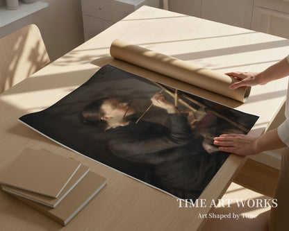 画家アグネス・ポールセン（画家の妹）がイーゼルに向かっている。（Malerinden Agnes Paulsen, kunstnerens søster, ved staffeliet）— ポールセン、ジュリアス（Paulsen, Julius）