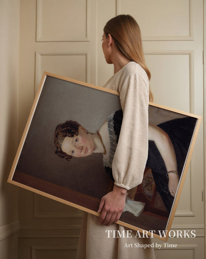 編み物をしている女性（Dame med strikketøj. En af kunstnerens søstre ）— ベンズ、ヴィルヘルム（Bendz, Wilhelm）