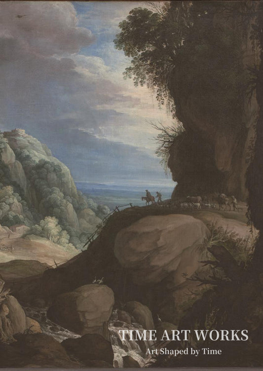羊飼いがいるイタリアの山岳風景（Italiensk bjerglandskab med hyrder）— リッカート、マルテン（Ryckaert, Marten）
