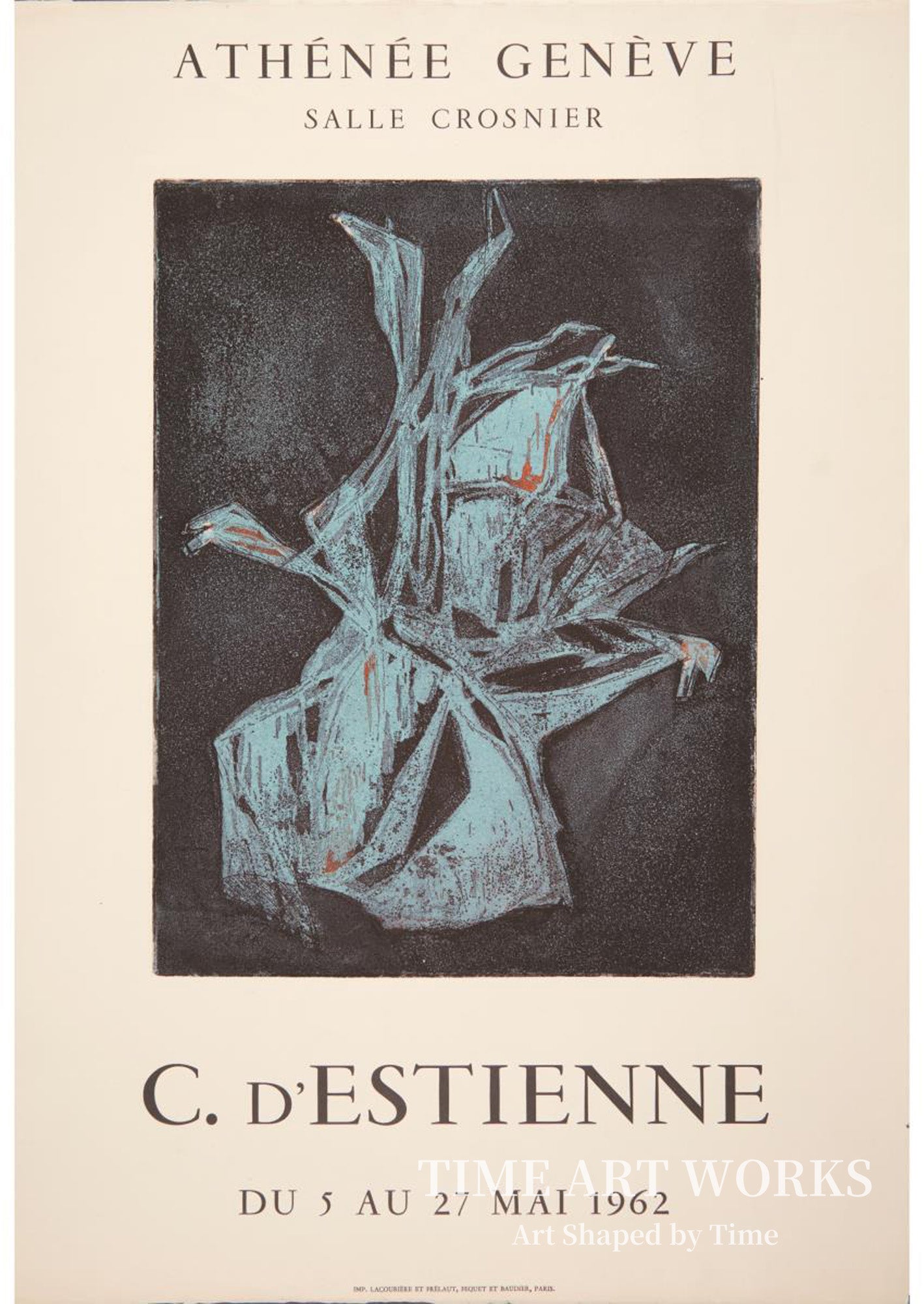 抽象的な構図（Abstrakt komposition. Plakat fra kunstnerens udstilling i Athénée, Genéve）— クリスティアーヌ・デスティエンヌ（D'Estienne, Christiane）
