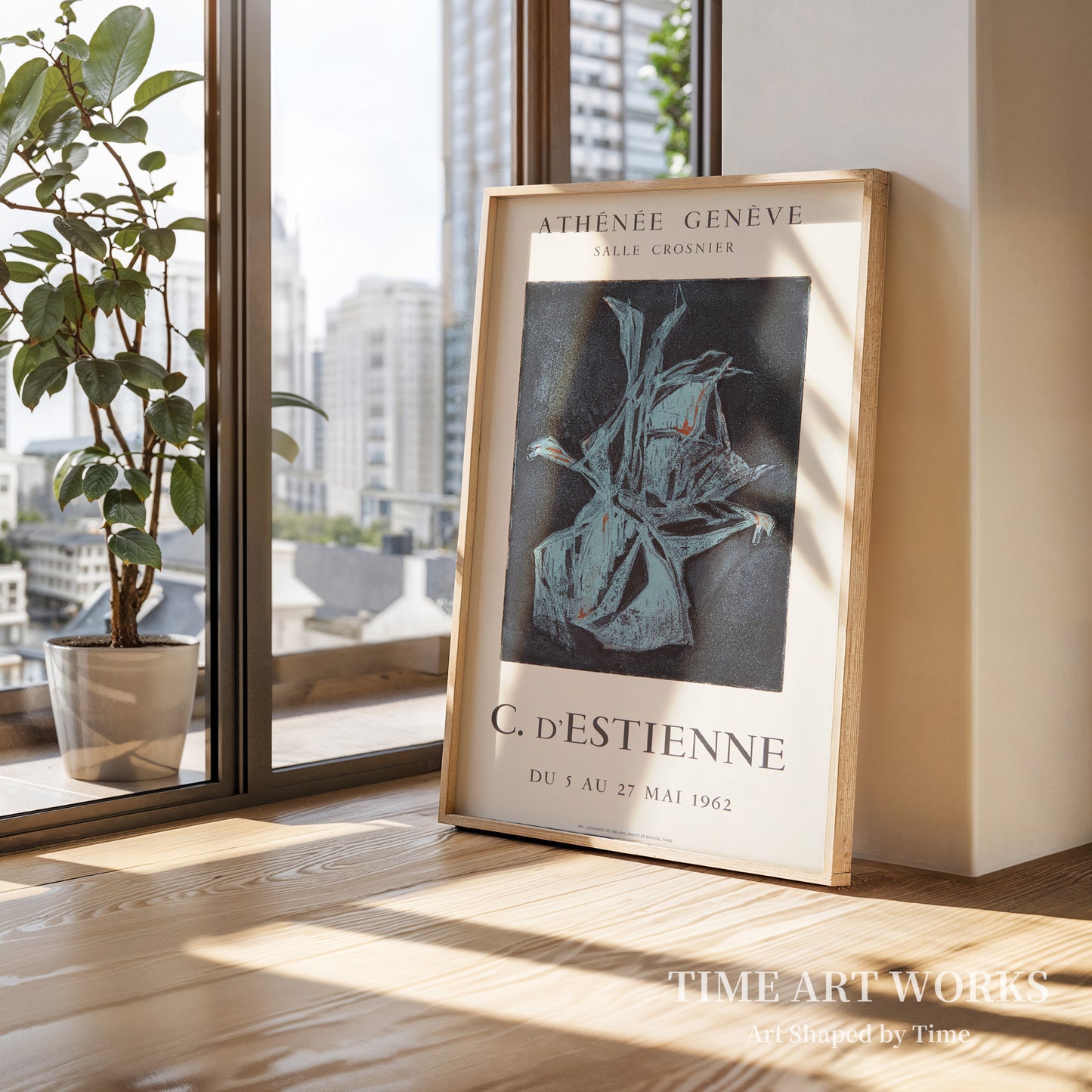 抽象的な構図（Abstrakt komposition. Plakat fra kunstnerens udstilling i Athénée, Genéve）— クリスティアーヌ・デスティエンヌ（D'Estienne, Christiane）