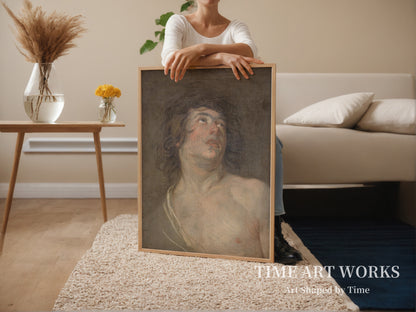 上を見上げる若い男性の頭部を描いた作品（Studiehoved af en ung mand, som ser opad. Skt. Sebastian）— ダイク、アンソニー・ヴァン（Dyck, Anthony van）