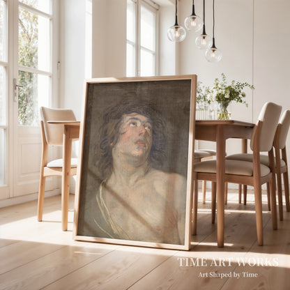 上を見上げる若い男性の頭部を描いた作品（Studiehoved af en ung mand, som ser opad. Skt. Sebastian）— ダイク、アンソニー・ヴァン（Dyck, Anthony van）
