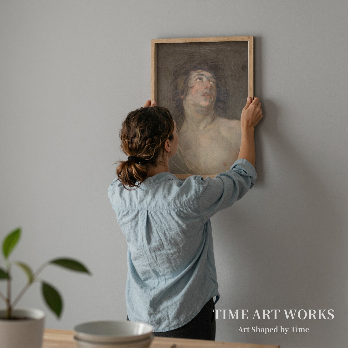 上を見上げる若い男性の頭部を描いた作品（Studiehoved af en ung mand, som ser opad. Skt. Sebastian）— ダイク、アンソニー・ヴァン（Dyck, Anthony van）