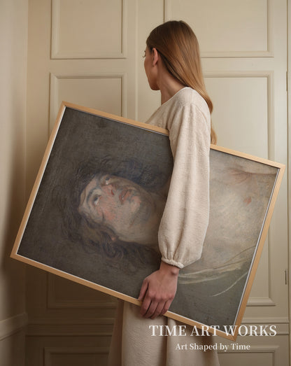 上を見上げる若い男性の頭部を描いた作品（Studiehoved af en ung mand, som ser opad. Skt. Sebastian）— ダイク、アンソニー・ヴァン（Dyck, Anthony van）