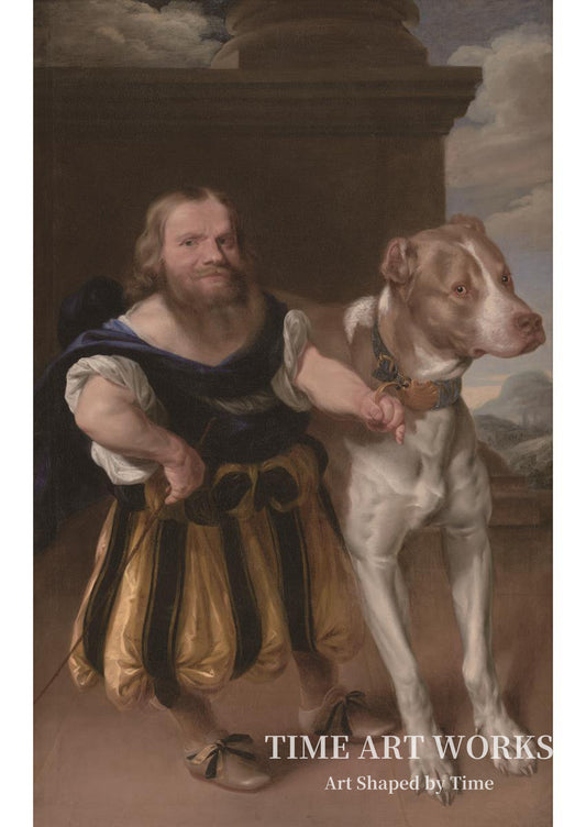 ジャコモ・ファヴォルキとラロ（Kurfyrsten af Sachsens italienske dværg Giacomo Favorchi med prinsesse Magdalene Sibylles hund, Raro）— ウクターズ、アブラハム（Wuchters, Abraham）