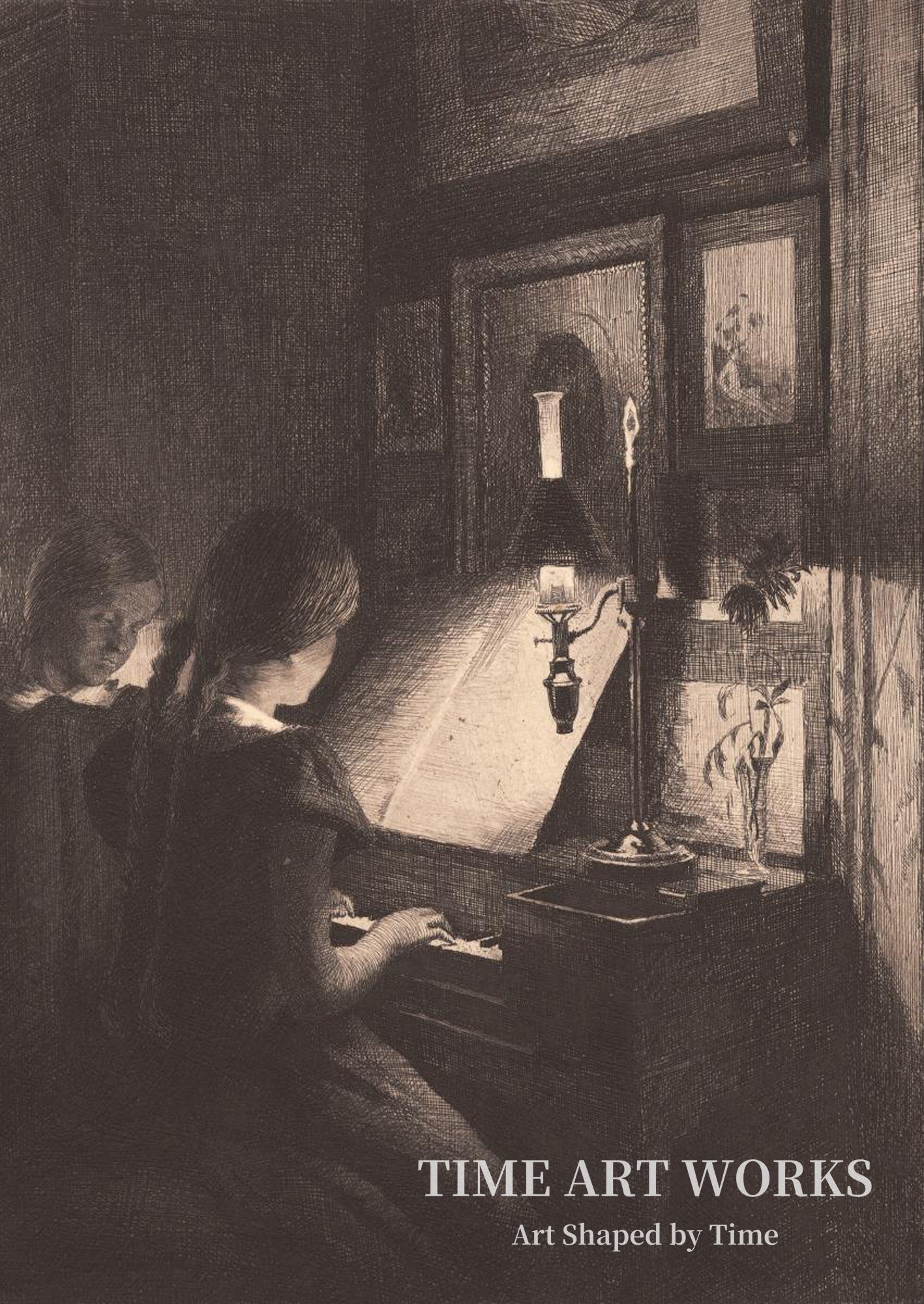 ピアノの前に座る二人の少女（To småpiger ved et klaver）— イルステッド、ピーター（Ilsted, Peter）
