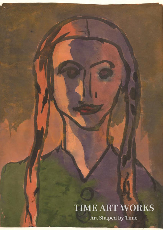 エヴァ・バンの肖像（Portræt af Eva Bang. Brystbillede en-face）— ノルデ、エミール（Nolde, Emil）